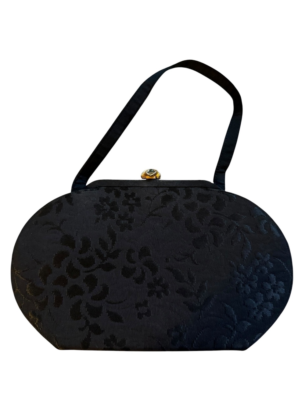 Vintage Black Evening Handbag with Decorative Clasp